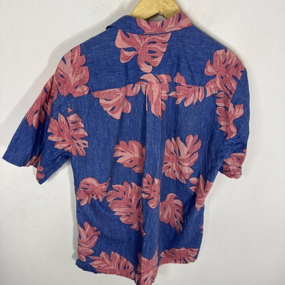 Cooke Street Honolulu Hawaiian Shirt M Blue Pink Floral Reverse Print Aloha USA - Picture 4 of 4